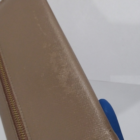 PRADA Wallet 7.5"x3.25" Tan Saffiano Leather Long Flap Snap Closure - Authentic - Picture 9 of 14